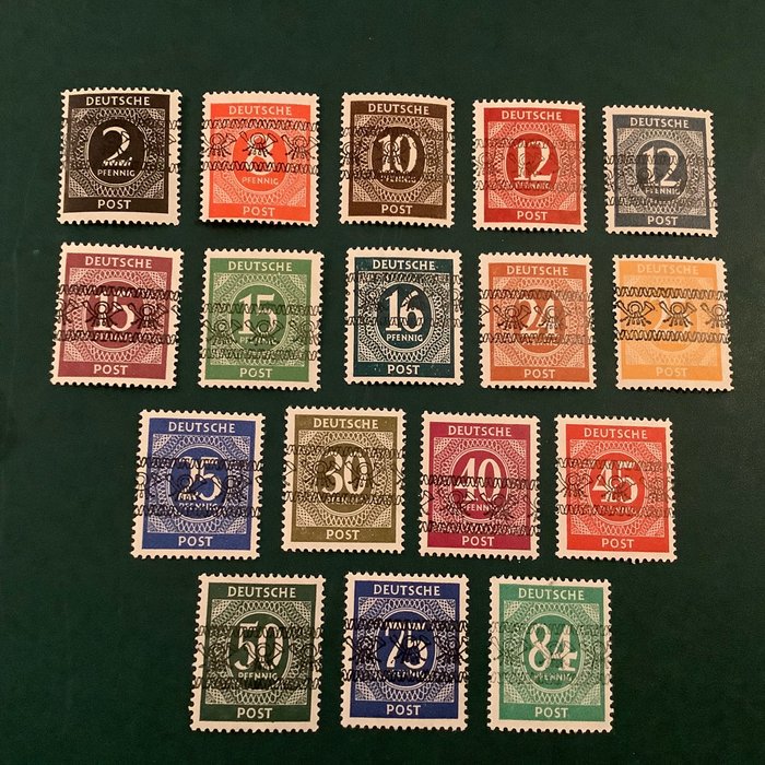 Allied Occupation - Germany 1948 - Number series with tire print - approved Schlegel BPP - Michel 52/68 I