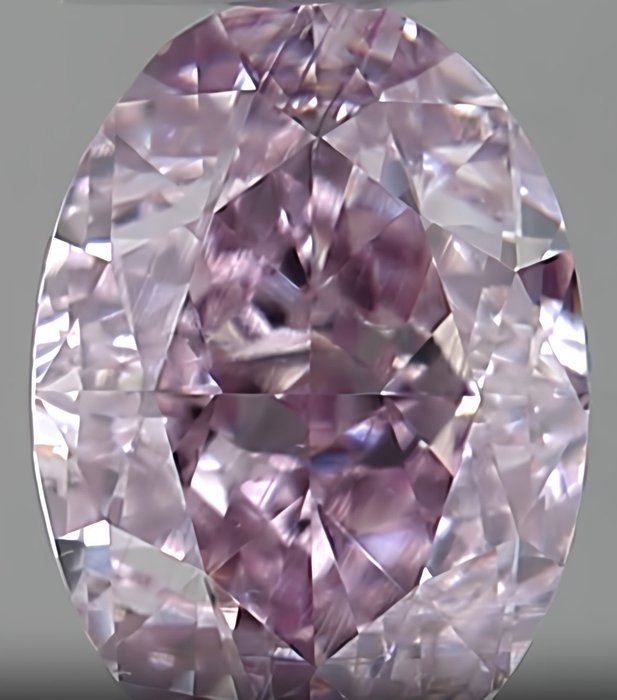 1 pcs 钻石 - 0.20 ct - 椭圆形 - 中彩紫粉 - VS2 轻微内含二级