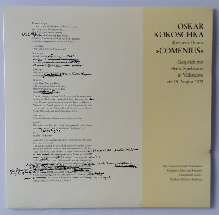 Oskar Kokoschka - Comenius [Spielmann-Kokoschka vinyl sound record] - 1976