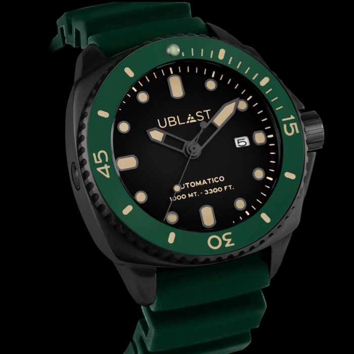 Ublast® - SeaStrong Green Rubber Strap - UBSS46CBGN  - Sub 100 ATM - Mænd - Ny