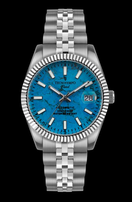 Tecnotempo® - Automatic 100M Turquoise - "Fluted" Limited Edition - - (Real Turquoise) - TT.100.FLTC - Homme - 2011-aujourd'hui