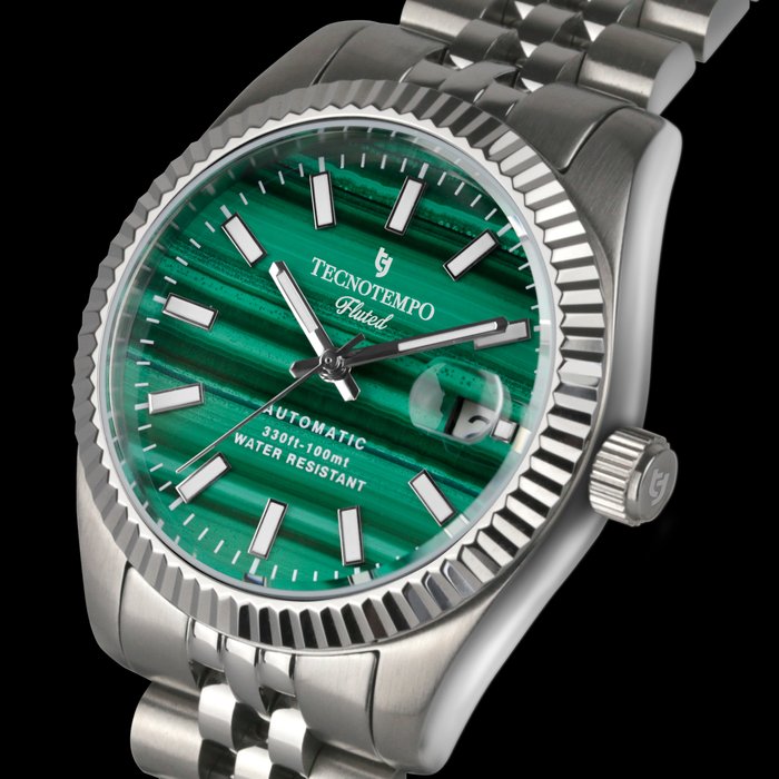 Tecnotempo® - Automatic 100M Malachite - "Fluted" Limited Edition - - - TT.100.FLMC (Real Malachite) - Heren - 2011-heden