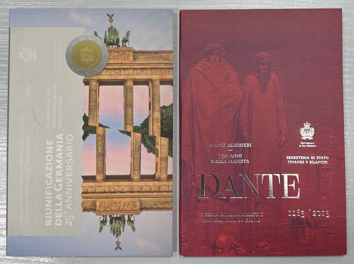 圣玛利诺. 2 Euro 2015 "Riunificazione della Germania" + "Dante" (2 monnaies)  (没有保留价)