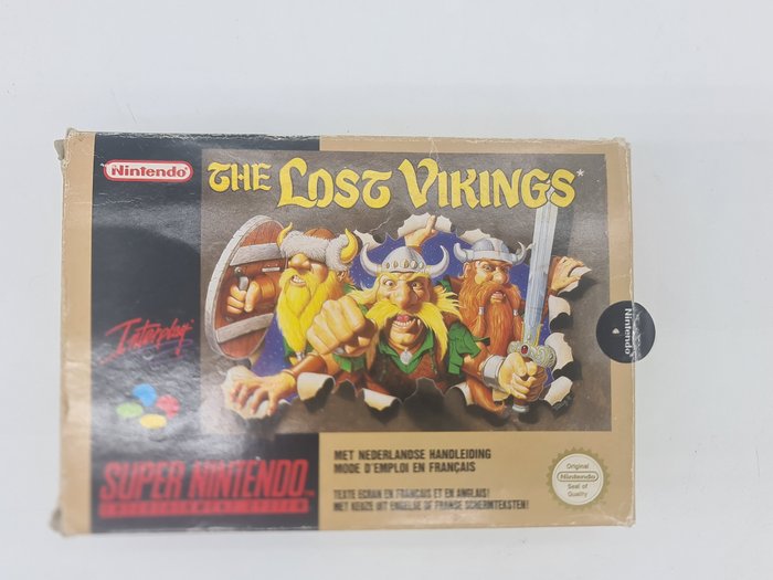 Nintendo - The Lost Vikings - Pal Version - Reg: Snsp-Lv-FAH/Fra- Black Nintendo Seal - Snes - Videopeli - Alkuperäispakkauksessa
