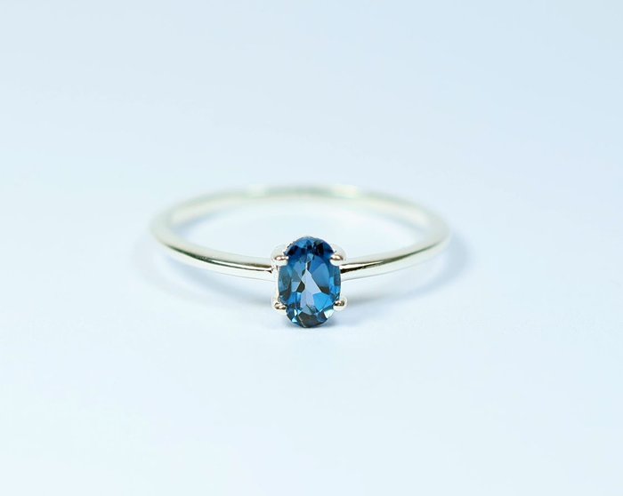 London blue topaz Ring / faceted / new- 1.16 g - (1)