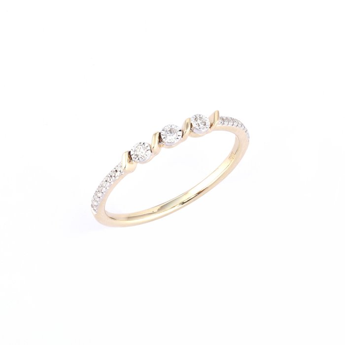 Ohne Mindestpreis - Ring - 14 kt Gelbgold -  0.05 tw. Diamant  (Natürlich) 