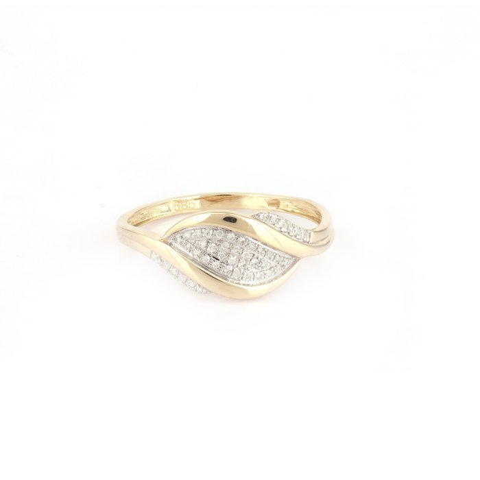 No Reserve Price - Ring - 14 kt. Yellow gold -  0.09ct. tw. Diamond  (Natural)