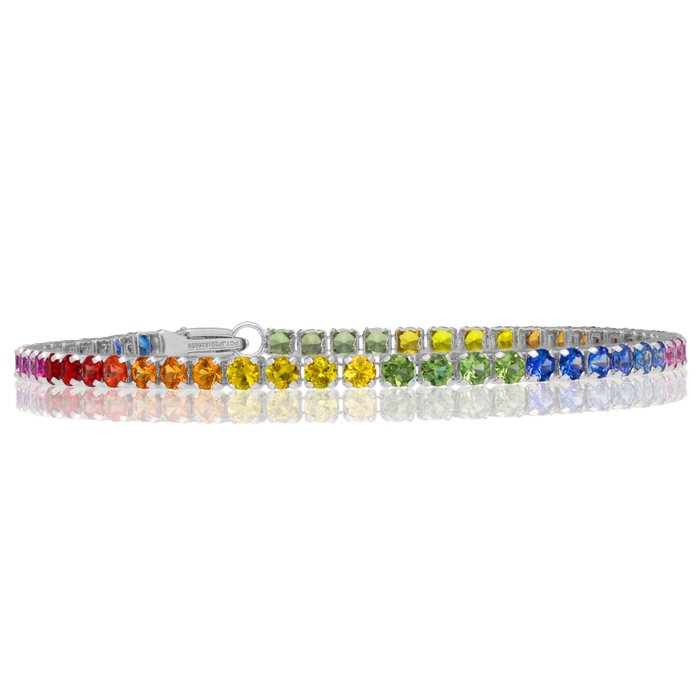 Armband - Platinium - Vivid Rainbow Sapphires - GRA Certifierad 