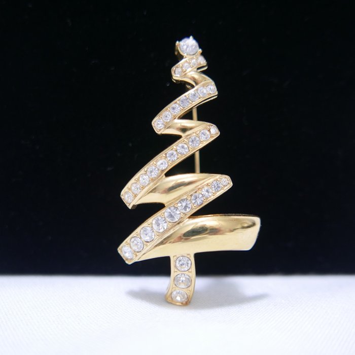 Monet - ZigZag Christmas Tree - Placat cu aur - Broșă