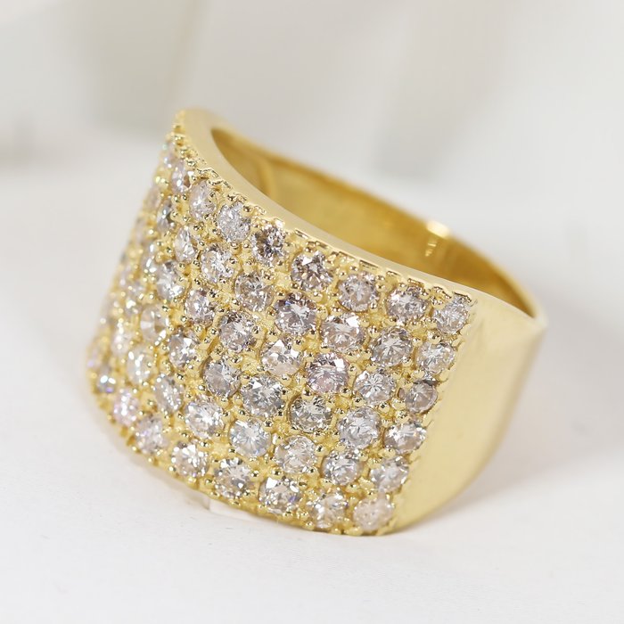 Statement gyűrű - 14 kt. Sárga arany -  2.13 tw. Gyémánt  (Természetes) 