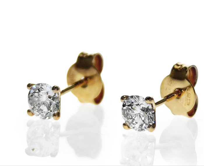 Boucles d'oreilles cloutées - 14 carats Or blanc -  0.50 tw. Diamant  (Naturelle) 