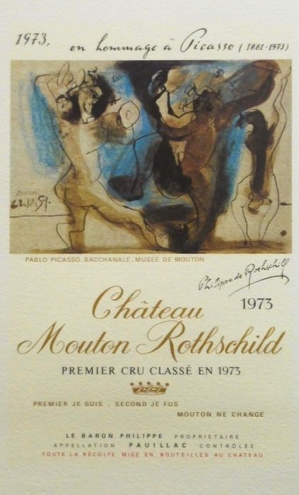 Pablo Picasso (1881-1973) - "Bachanale" - 1973 Mouton Rothschild label