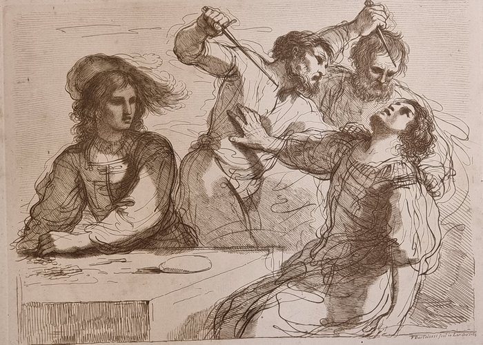 Francesco Bartolozzi (1727-1815)  - Giovanni Francesco Barbieri,  il Guercino (1591-1666) - Vol. I tav. 9 Banditti quarrelling