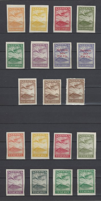 Spain - Local issues 1938 - Spain - Local emissions 1938 - Canary Islands and Tenerife with varieties