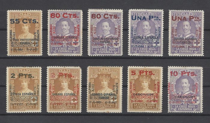 Spanien 1927 - Komplette Serie der Kolonien des Roten Kreuzes - Edifil nº 392/01