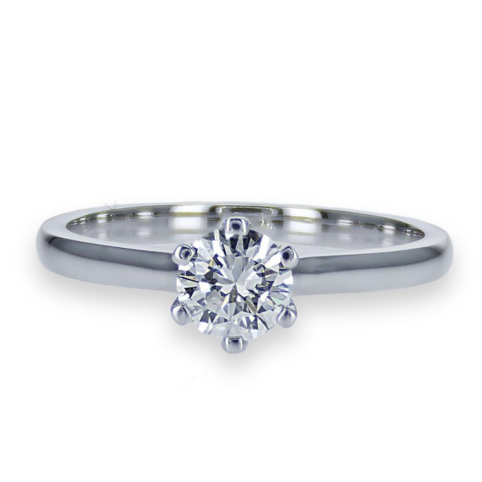 订婚戒指 - 14K包金 白金 -  0.40 tw. 钻石  (天然)