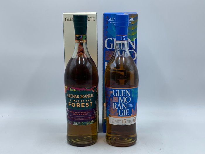 Glenmorangie - A Tale of the Forest & 15yo Single Barley Estate - Original bottling  - 70cl - 2 üvegek