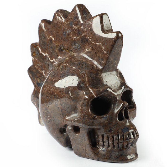 Fantastiska BloodStone Snidad skalle - Hand Carved Punk Skull - 114 mm - 62 mm - 128 mm
