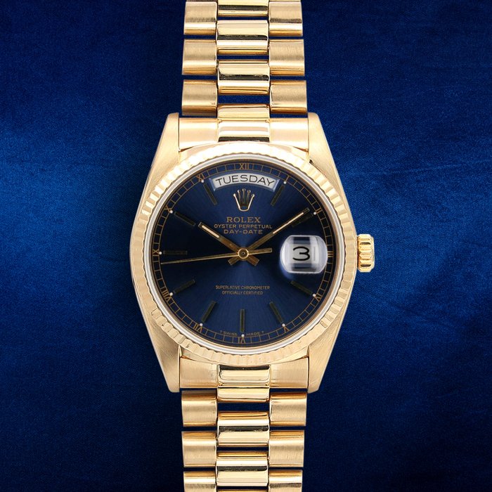 Rolex - Day-Date 36 - 18038 - Blue Dial - Unisex - 1980-1989