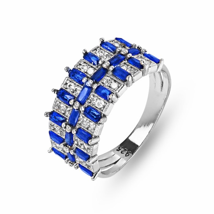 No Reserve Price - Ring Silver Sapphire 