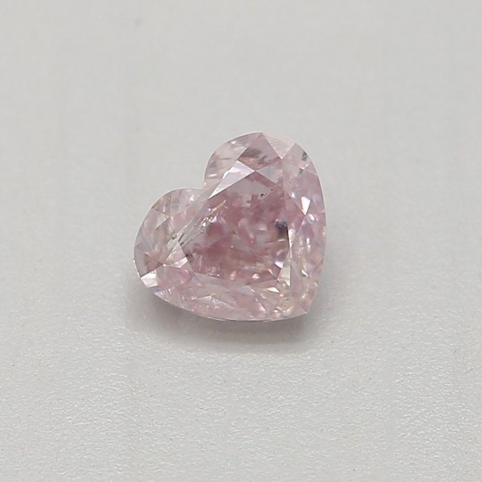 1 pcs 鑽石 - 0.25 ct - 心形 - 艷紫粉色 - I2