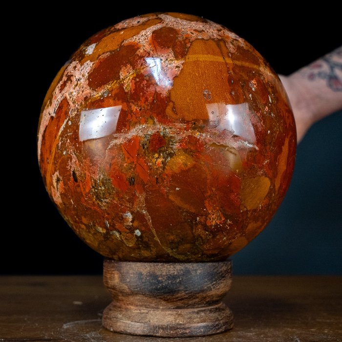 美丽的 AAA+++ 红玛瑙 球体，巴西 - 高度: 136.77 mm- 3790.42 g