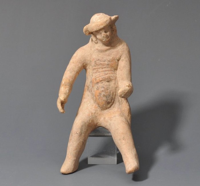 古希腊 Terracotta 卡诺桑坐像 - 11 cm