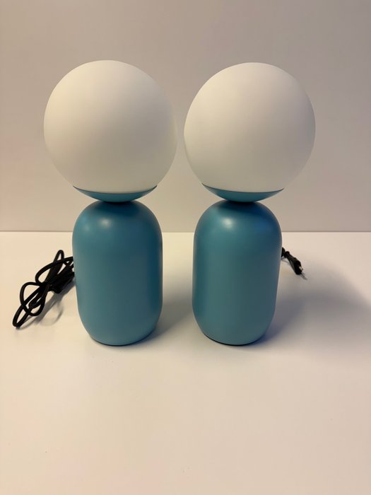 Nordlux - 檯燈 (2) - 諾蒂-淺藍色 - 玻璃, 金屬