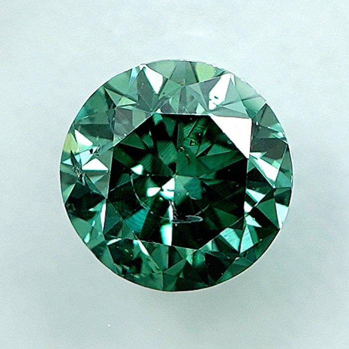 Diamante - 0.57 ct - Brillante - Fancy Intense Greenish Blue	 - SI2