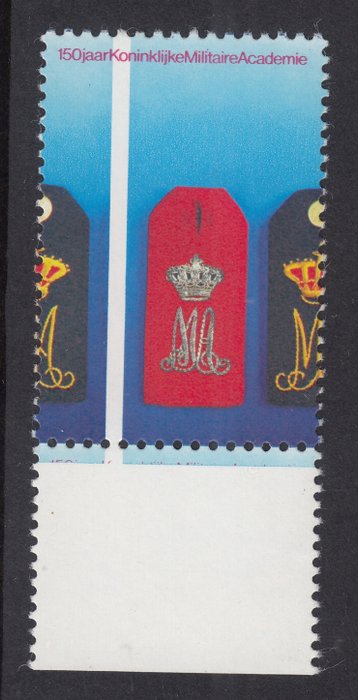 Holanda 1978 - 100 anos de KMA, com erro de impressão sem impressão em preto Holanda 55c - NVPH 1165f