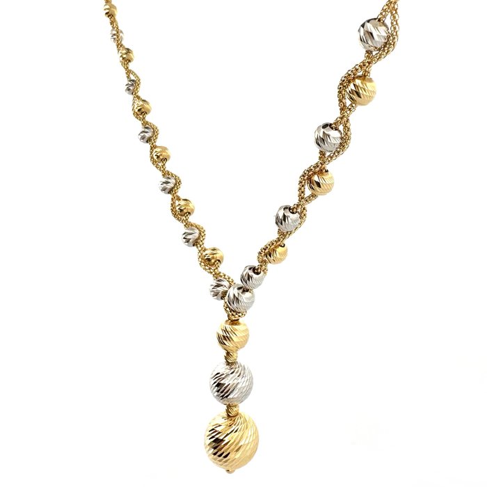Gold Art - 9.7 gr - 45 cm - 18 Kt - 兩件珠寶套裝 白金, 黃金 