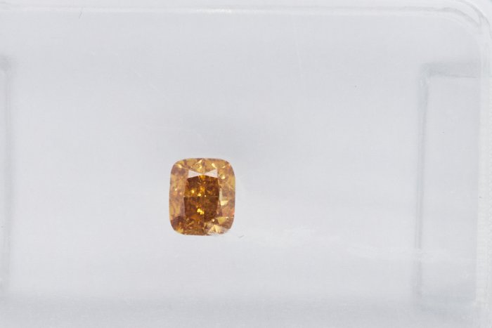 1 pcs 鑽石 - 0.20 ct - 軟墊 - NO RESERVE PRICE - Fancy Deep Brownish Orangy Yellow - SI1