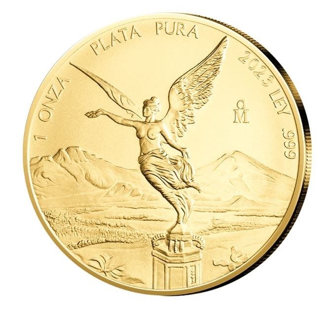 México. 1 Onza 2023 Libertad - 24 kt Gold Plated, 1 Oz (.999)  (Sem preço de reserva)