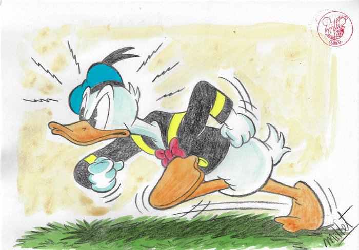 Millet - 1 Colour pencil drawing - Donald Duck - enfadado - 2023
