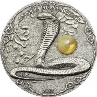 多哥. 1500 Francs 2013 Lunar Schlange, 2 Oz (.999)