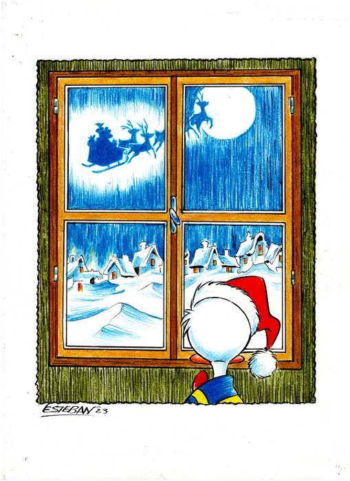 Ignacio Calvet Esteban - 1 Watercolour - Donald Duck - Winter Wonderland - 2023