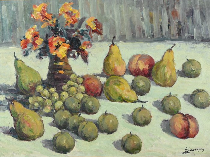 Narcisse Henocque (1879-1952) - Nature morte aux prunes