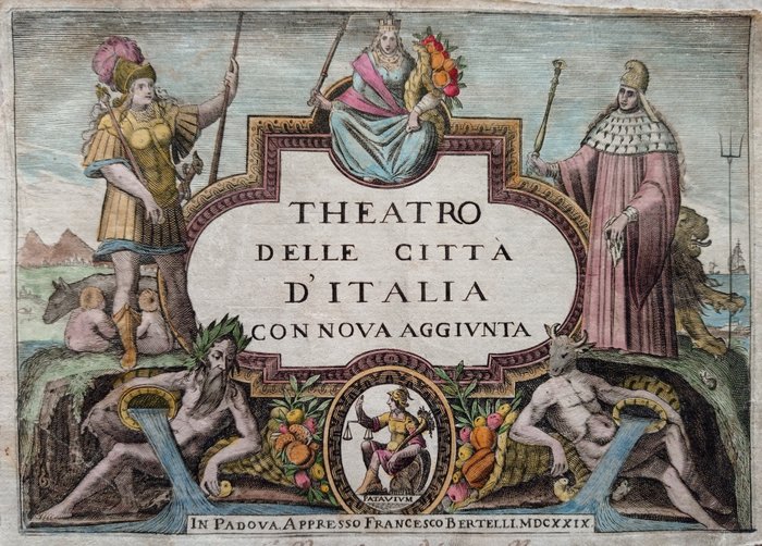 Titel side, Kort - x; F. Bertelli - Theatro delle Città d'Italia con nova aggiunta - 1629