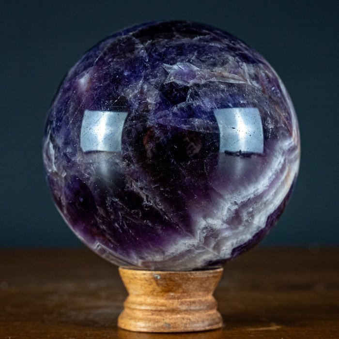 AAA+++ 稀有雪佛龙紫水晶 球体，玻利维亚- 1690.95 g