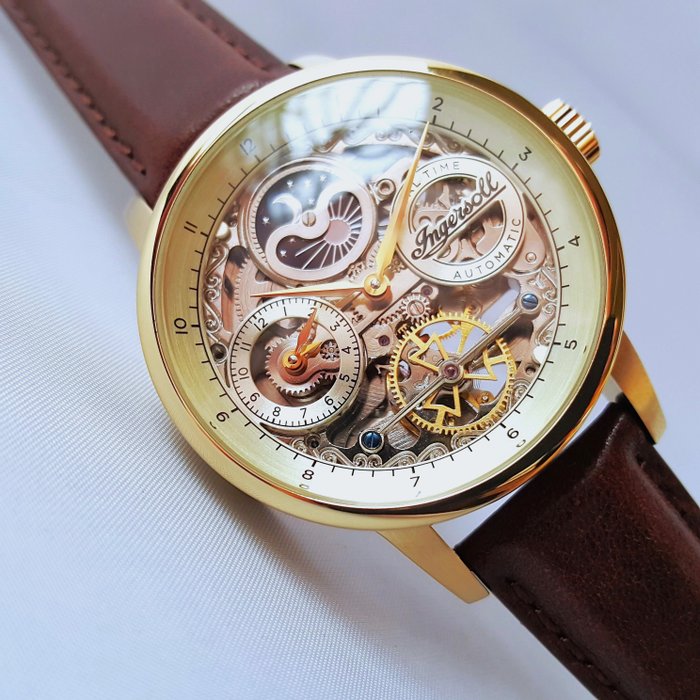 Ingersoll - Automatic - Moon - Open Heart - Dual Time - Gold Skeleton - 没有保留价 - 男士 - 新的