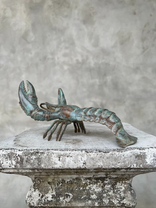 Skulptur, NO RESERVE PRICE - Bronze Patinated Lobster Sculpture - 11 cm - Bronse