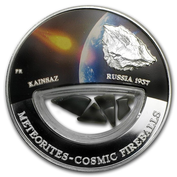Fiyi. 10 Dollars 2012 Cosmic Fireballs Kainsaz Meteorite, (.999)  (Sin Precio de Reserva)