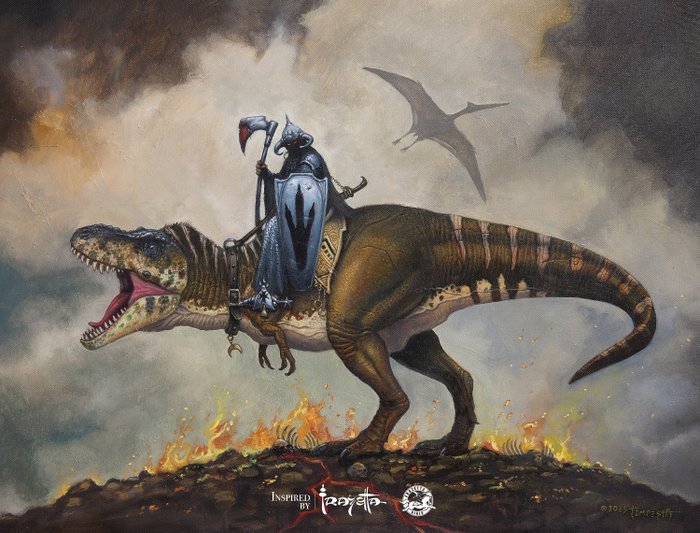 Franco Tempesta - Tyrannosaurus Rex with Death Dealer - Tribute to Frazetta - Collection Aproved by Frazetta Girls