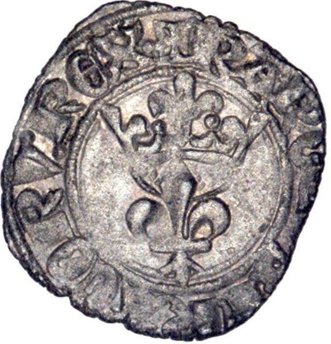 Frankrike. Charles VI le Bien Aimé (1380-1422). Double tournois, dit "niquet" Paris