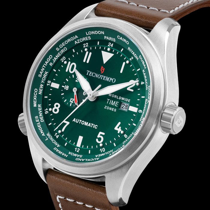 Tecnotempo® - Automatic - World Time Zone 30ATM WR - Limited Edition - Ohne Mindestpreis - TT.300.WAGR (Green) - Herren - 2011-heute