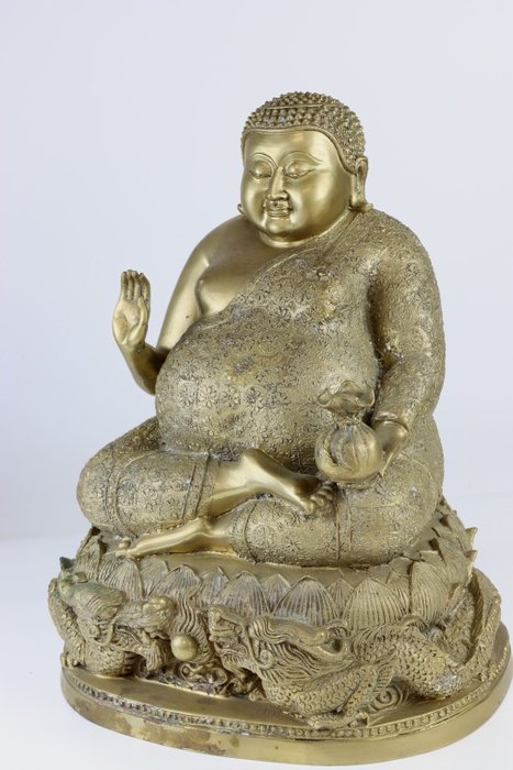 Zwaar beeld Phra Sangkajai Maha Lap - 銅（鍍金） - 中國