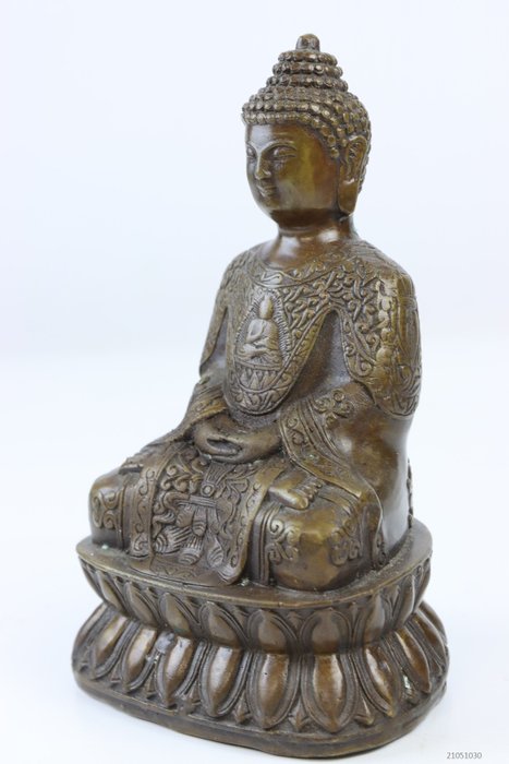 Mooi gedetailleerd stand beeld Boeddha Tibetaanse Shakyamuni Boeddha - Bronze - Kina