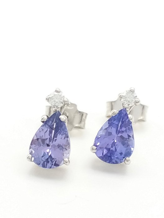 No Reserve Price - Earrings - 18 kt. White gold Tanzanite 