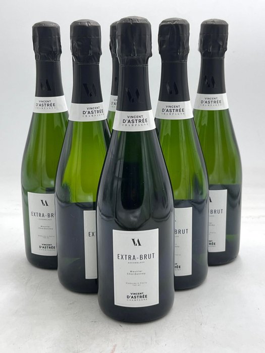 Vincent d'Astrée, Assemblage Meunier Chardonnay - Champagne Extra Brut - 6 Flessen (0.75 liter)