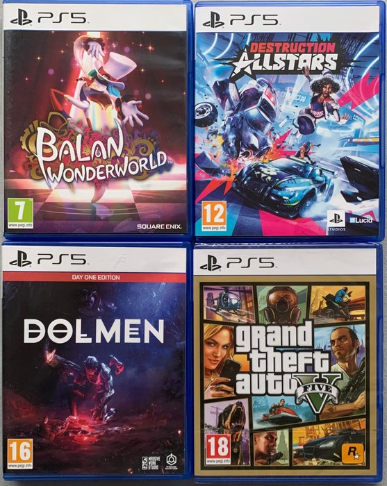 Sony - 4 PS5 / PlayStation 5 games (Incl. GTA V sealed) - Video game -  Catawiki